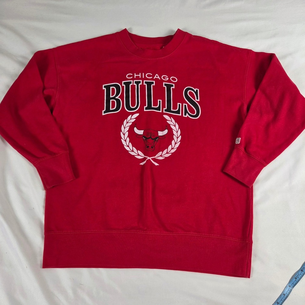 Vtg red Tailgate Chicago Bulls Sweatshirt large oversize 46" chest Tag reads S